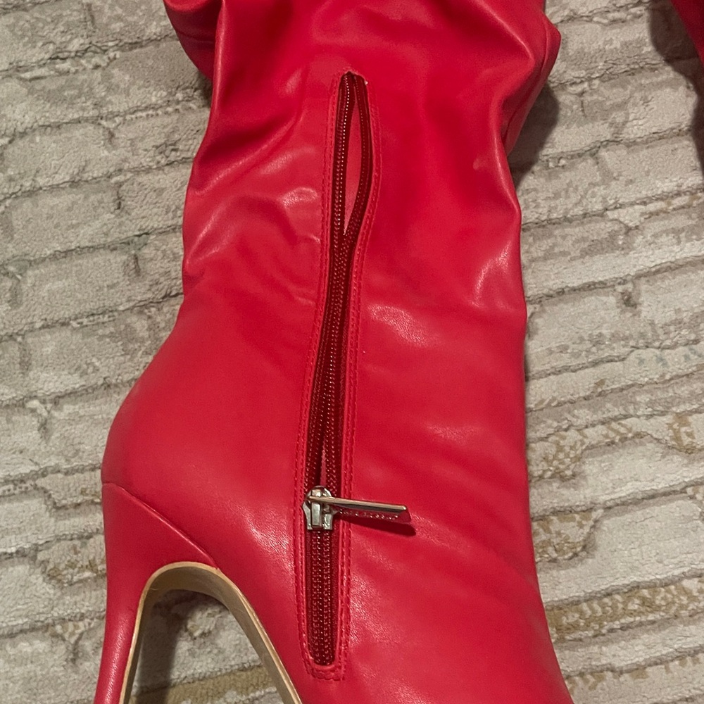 Cape Robbin Red Over the Knee Boots - Picture 2 of 10